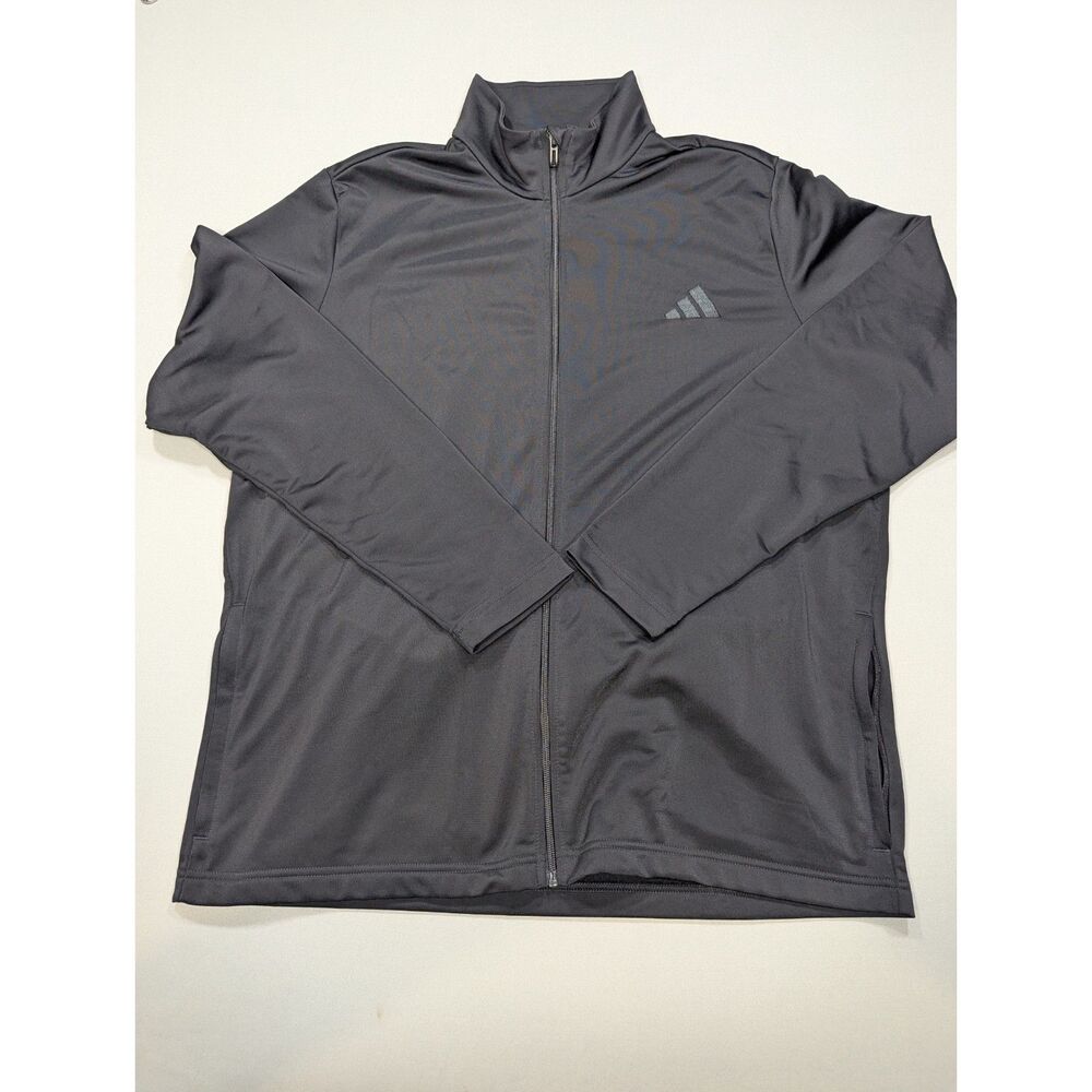 Adidas Mens XL Black Full Zip Track Jacket Performance Athletic Logo